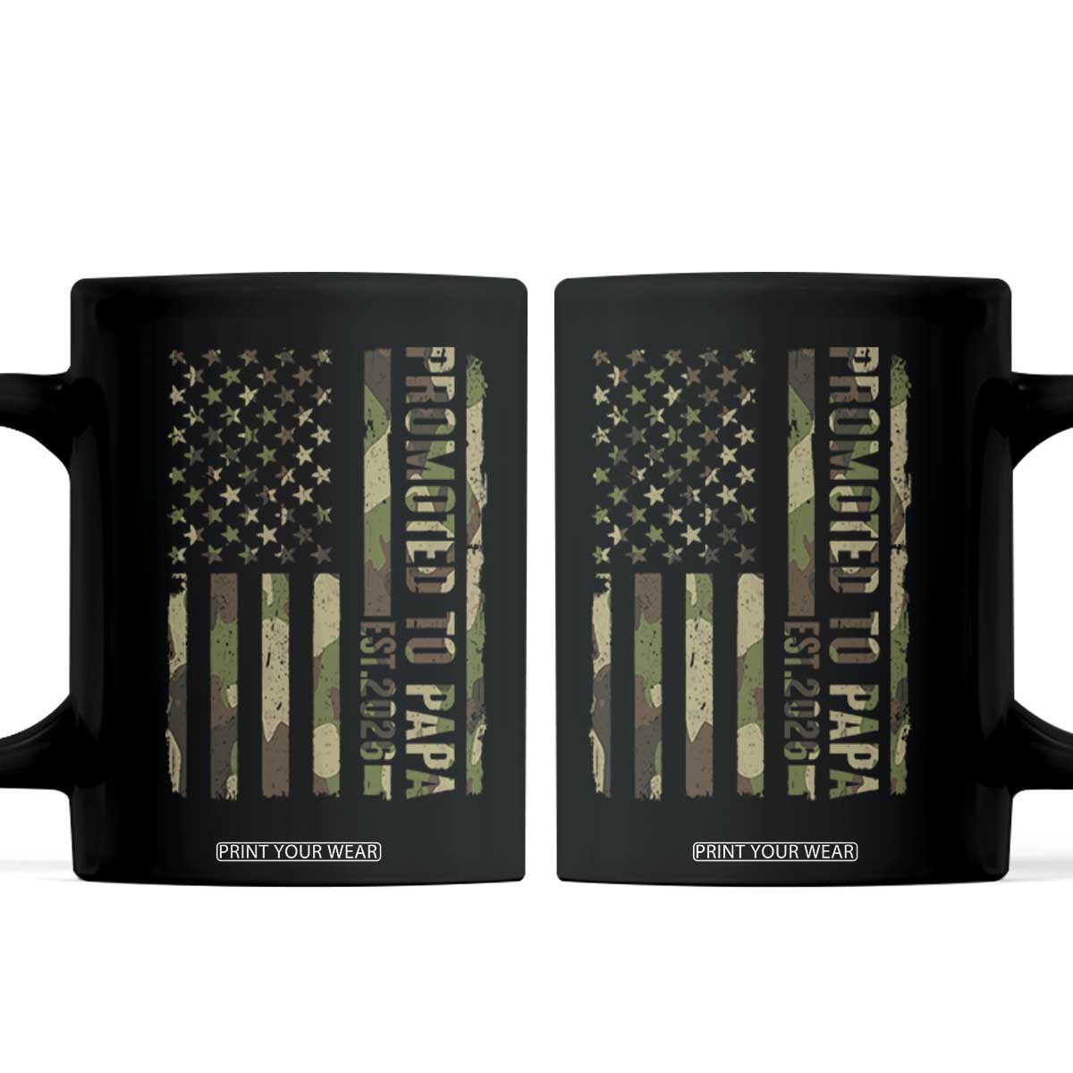 Promoted To Papa Est 2026 American Flag Camo Coffee Mug Patriotic New Papa TS12 Black Print Your Wear