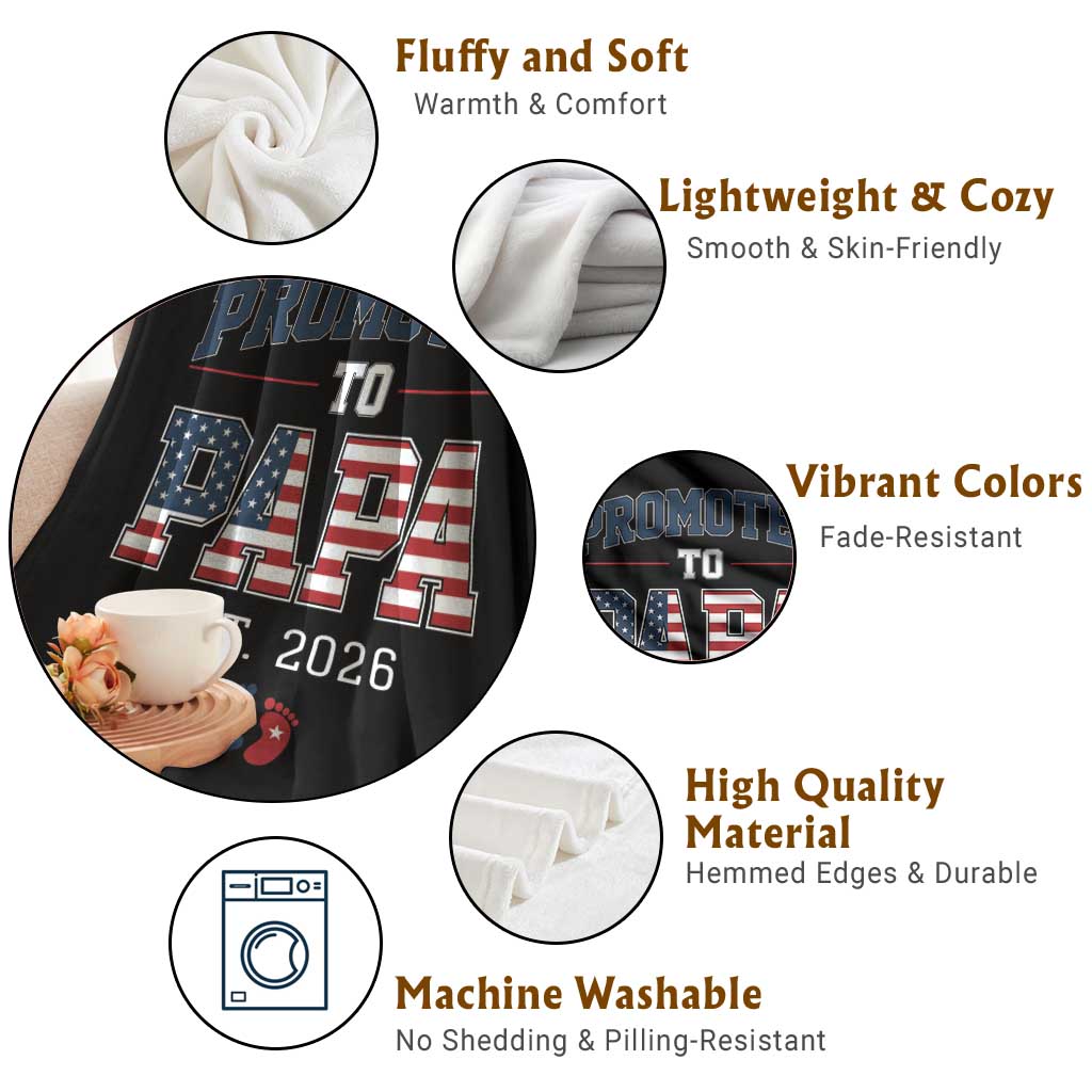 Patriotic Promoted To Dad Est 2026 Throw Blanket US Flag New Father Gift TS12 Print Your Wear