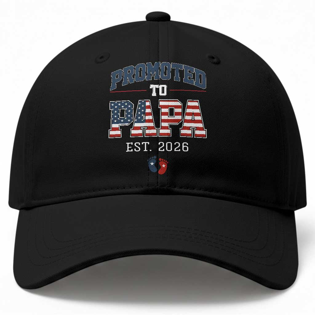 Patriotic Promoted To Dad Est 2026 Baseball Cap US Flag New Father Gift TS12 Print Your Wear