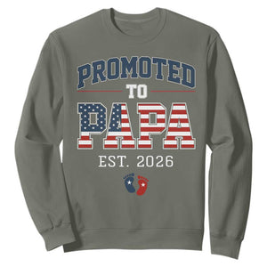 Patriotic Promoted To Dad Est 2026 Sweatshirt US Flag New Father Gift TS12 Military Green Print Your Wear