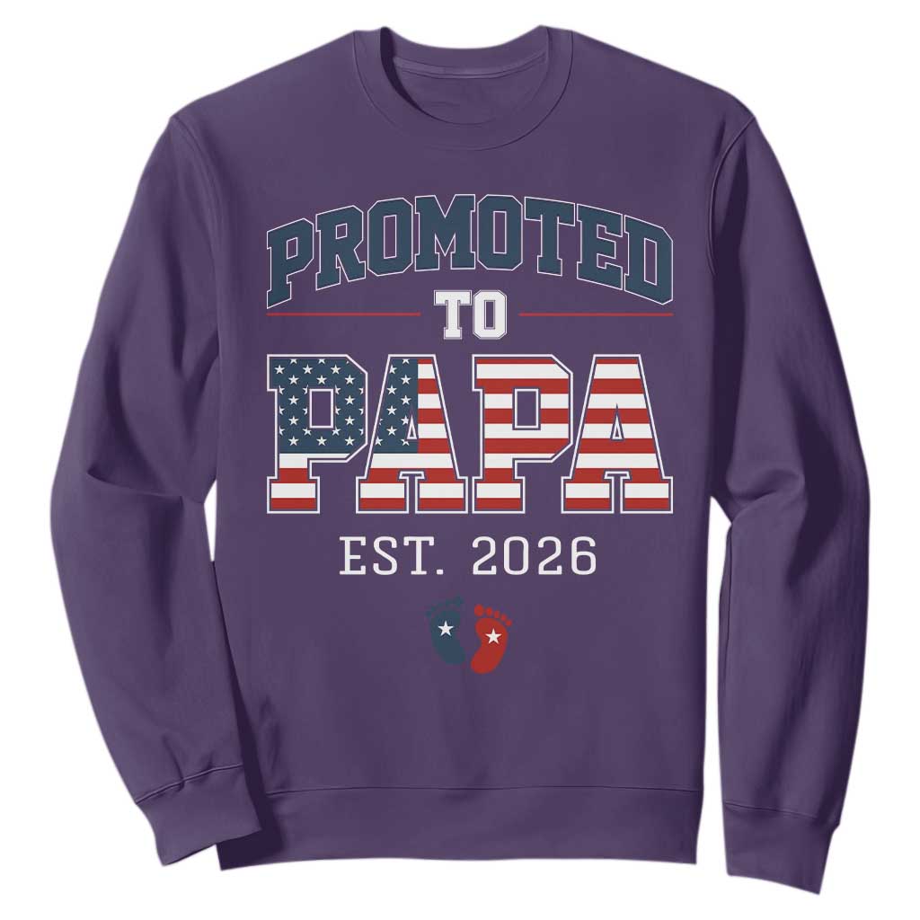 Patriotic Promoted To Dad Est 2026 Sweatshirt US Flag New Father Gift TS12 Purple Print Your Wear