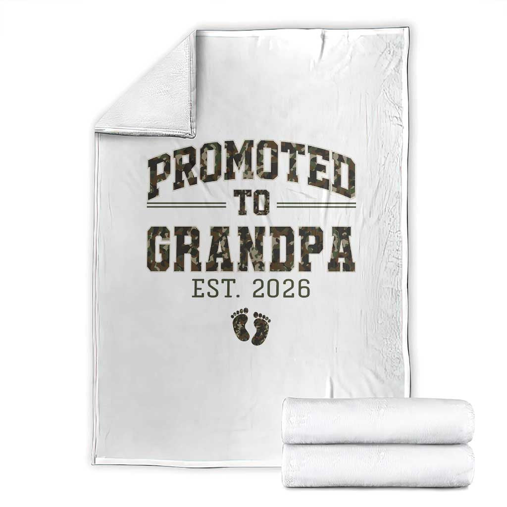 Promoted To Grandpa Est 2026 Throw Blanket Vintage Camo Grandpa Graphic TS12 White Print Your Wear