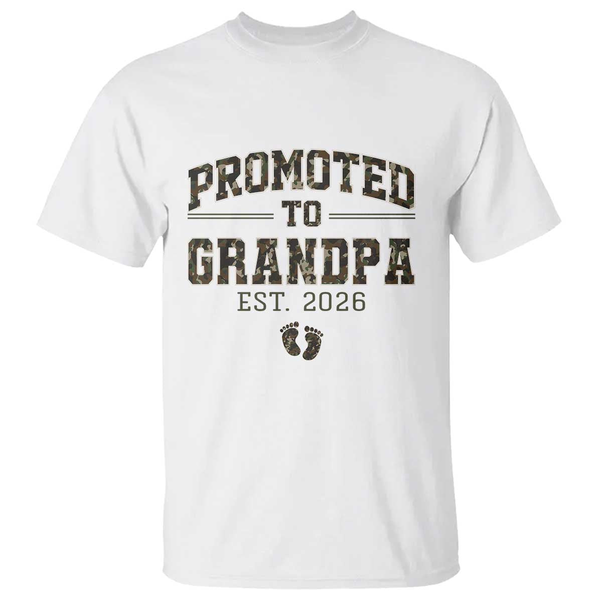 Promoted To Grandpa Est 2026 T Shirt Vintage Camo Grandpa Graphic TS12 White Print Your Wear
