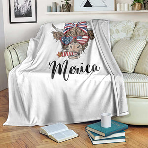 Patriotic Highland Cow Throw Blanket Merica USA Flag Farmer Gift TS12 Print Your Wear
