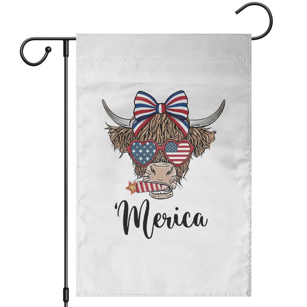 Patriotic Highland Cow Garden Flag Merica USA Flag Farmer Gift TS12 White Print Your Wear