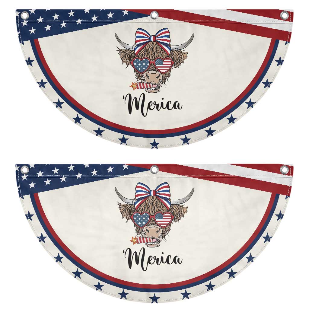 Funny Highland Cow Lover Patriotic Fan Flag Merica USA Flag Farmer Gift TS12 2pcs pack Classic Beige Print Your Wear