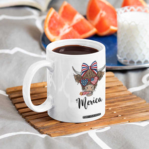 Patriotic Highland Cow Coffee Mug Merica USA Flag Farmer Gift TS12 Print Your Wear