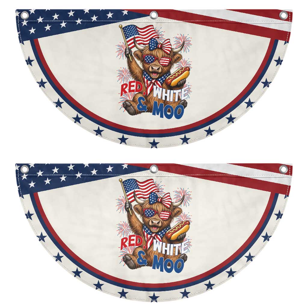 Striped Highland Cow 4th Of July Patriotic Fan Flag Red White And Moo TS12 2pcs pack Classic Beige Print Your Wear