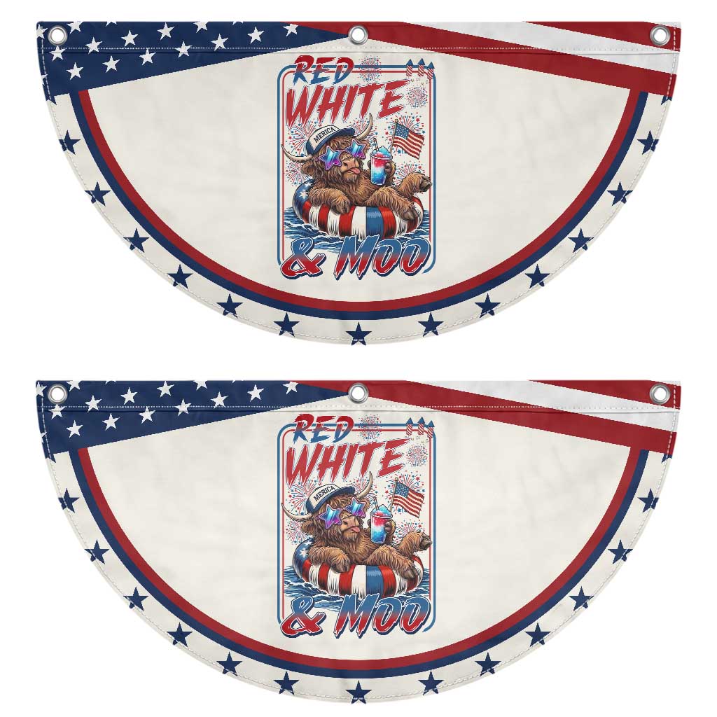 Funny Highland Cow Pool Party 4th Of July Patriotic Fan Flag Red White And Moo TS12 2pcs pack Classic Beige Print Your Wear