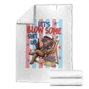 Funny Patriotic Highland Cow Throw Blanket 4th Of July Fireworks Celebration TS12 White Print Your Wear