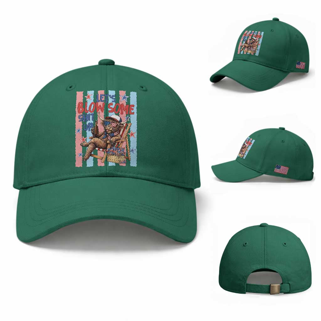 Funny Patriotic Highland Cow Baseball Cap 4th Of July Fireworks Celebration TS12 Baseball Cap Universal Fit Irish Green Print Your Wear