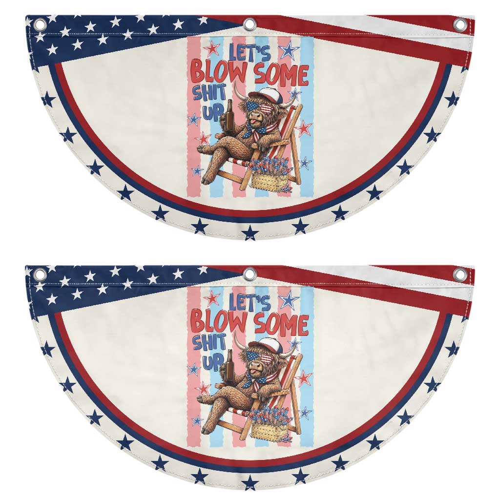 Funny Highland Cow Patriotic Fan Flag 4th Of July Fireworks Celebration TS12 2pcs pack Classic Beige Print Your Wear