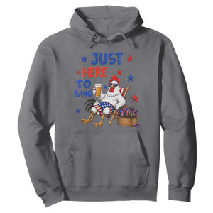 Funny Chicken 4th Of July Celebration Hoodie Just Here To Bang TS12 Charcoal Print Your Wear