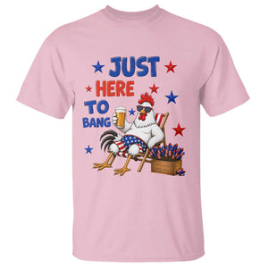 Funny Chicken 4th Of July Celebration T Shirt Just Here To Bang TS12 Light Pink Print Your Wear