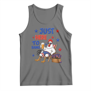 Funny Chicken 4th Of July Celebration Tank Top Just Here To Bang TS12 Black Heather Print Your Wear