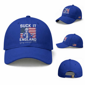 Funny 4th Of July George Washington Baseball Cap Suck It England TS12 Baseball Cap Universal Fit Royal Blue Print Your Wear