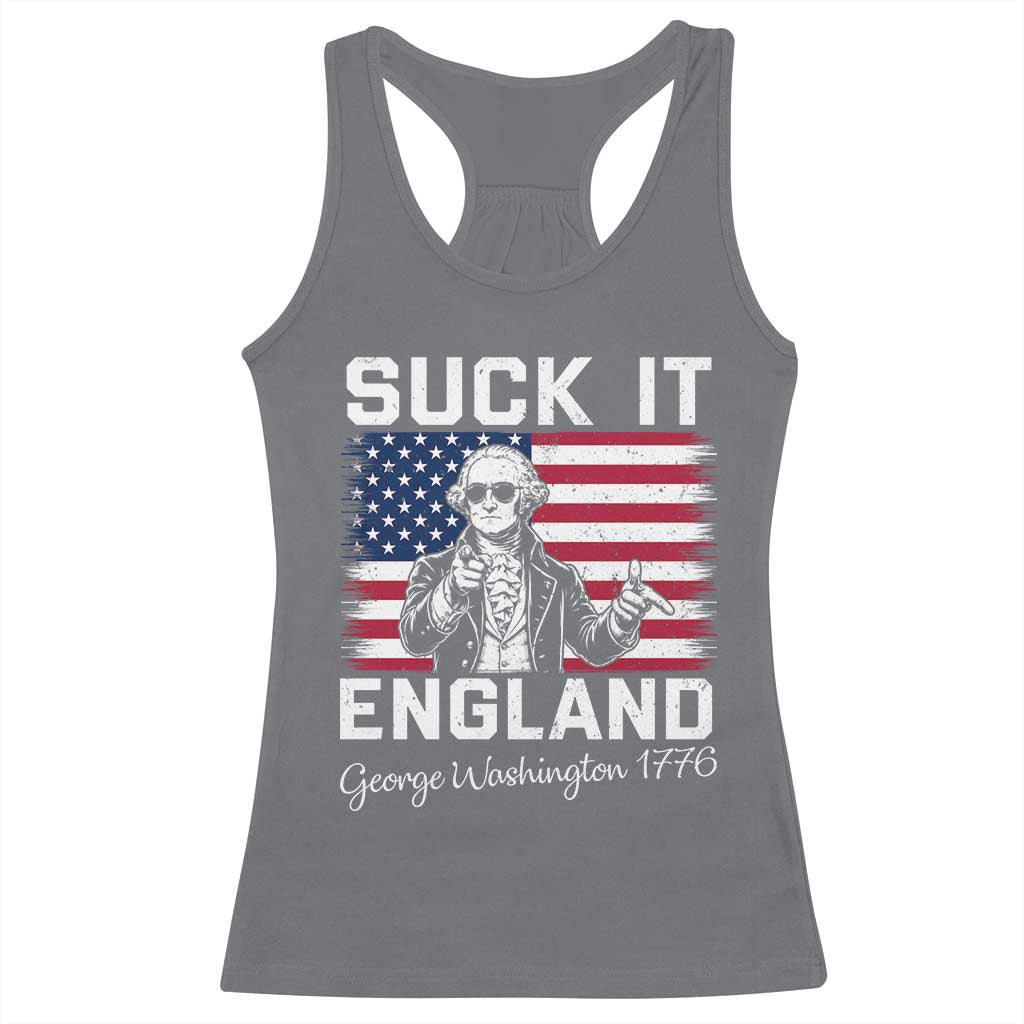 Funny 4th Of July George Washington Racerback Tank Top Suck It England TS12 Charcoal Print Your Wear
