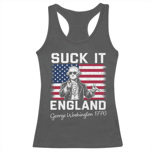 Funny 4th Of July George Washington Racerback Tank Top Suck It England TS12 Dark Heather Print Your Wear