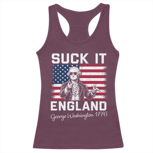 Funny 4th Of July George Washington Racerback Tank Top Suck It England TS12 Maroon Print Your Wear