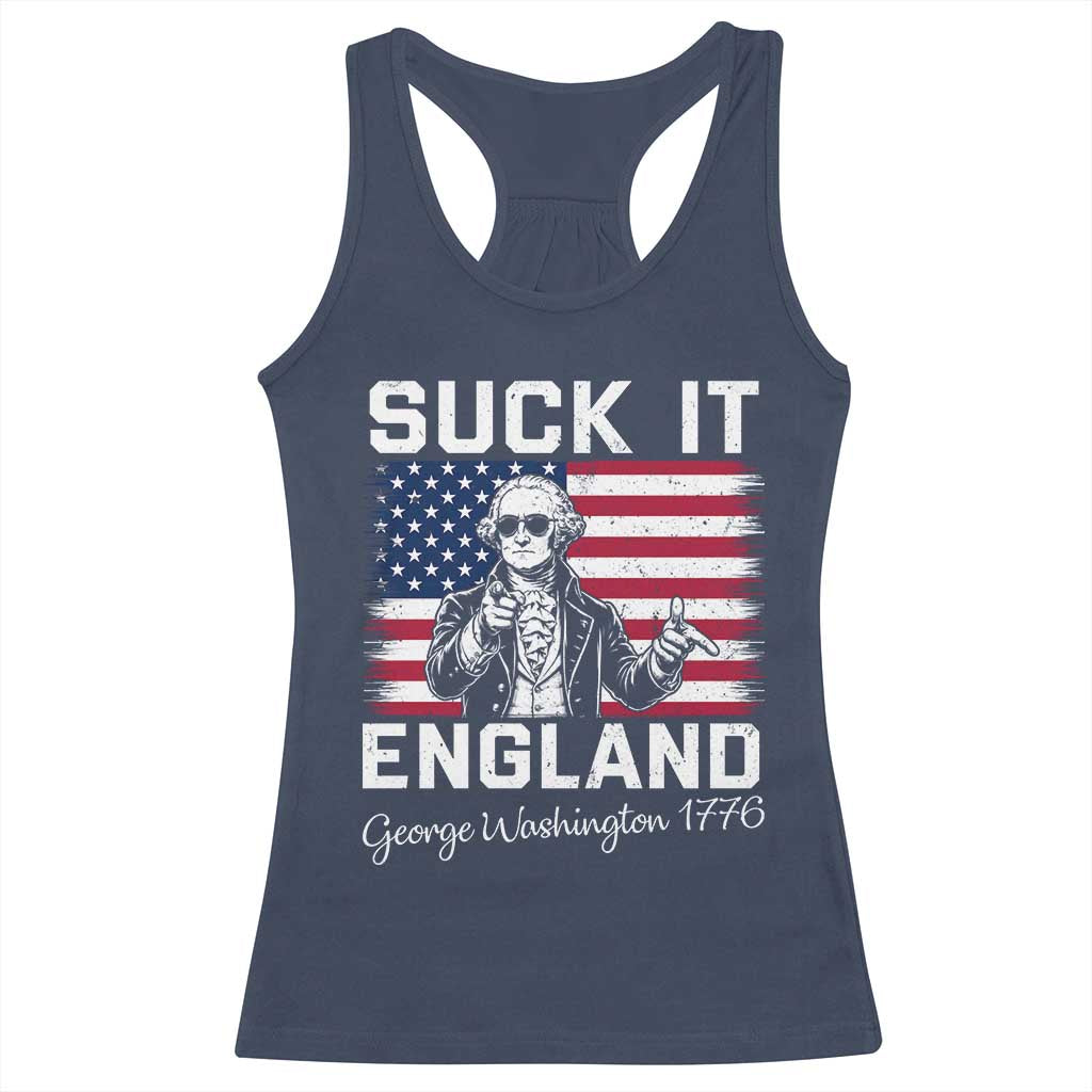 Funny 4th Of July George Washington Racerback Tank Top Suck It England TS12 Navy Print Your Wear