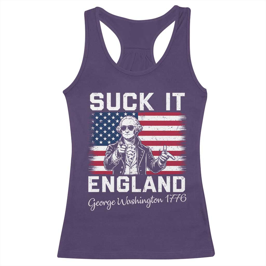 Funny 4th Of July George Washington Racerback Tank Top Suck It England TS12 Purple Print Your Wear