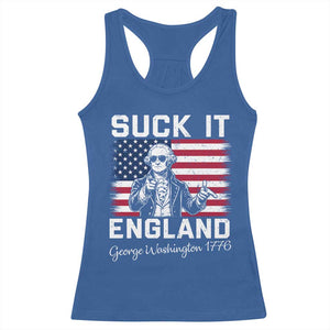 Funny 4th Of July George Washington Racerback Tank Top Suck It England TS12 Royal Blue Print Your Wear