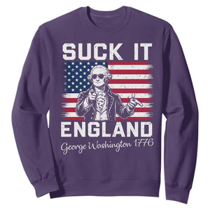 Funny 4th Of July George Washington Sweatshirt Suck It England TS12 Purple Print Your Wear