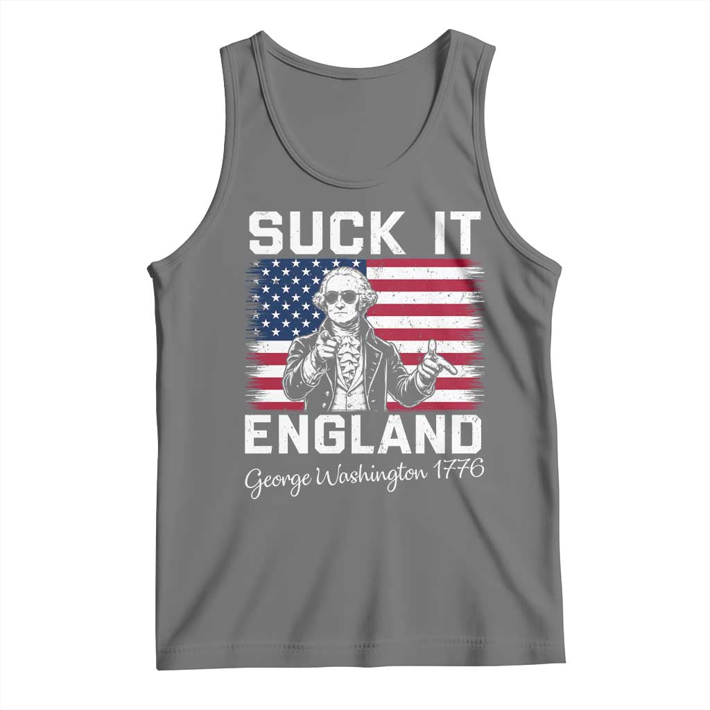 Funny 4th Of July George Washington Tank Top Suck It England TS12 Black Heather Print Your Wear