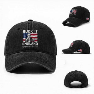 Funny 4th Of July George Washington Washed Cotton Baseball Cap Suck It England TS12 Washed Cap Universal Fit Black Print Your Wear