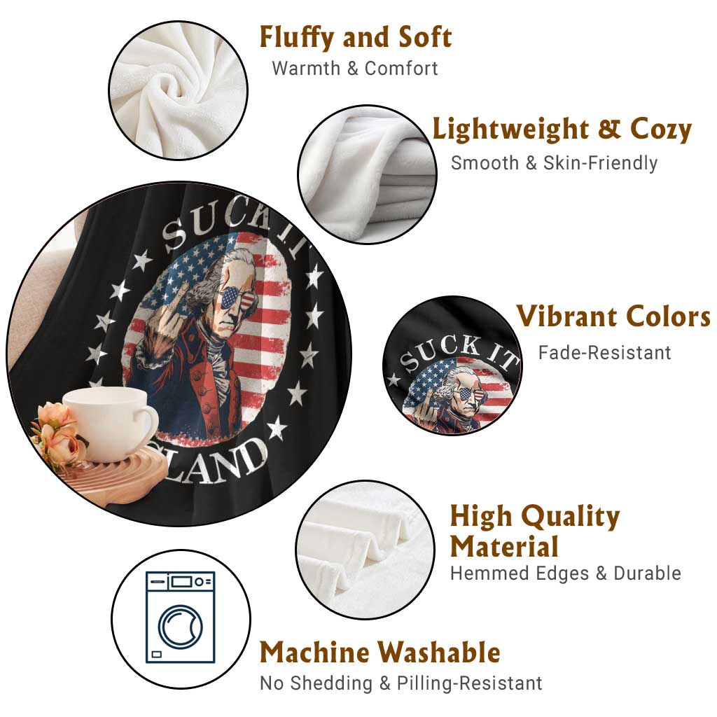 Funny George Washington Revolutionary War Throw Blanket Suck It England TS12 Print Your Wear