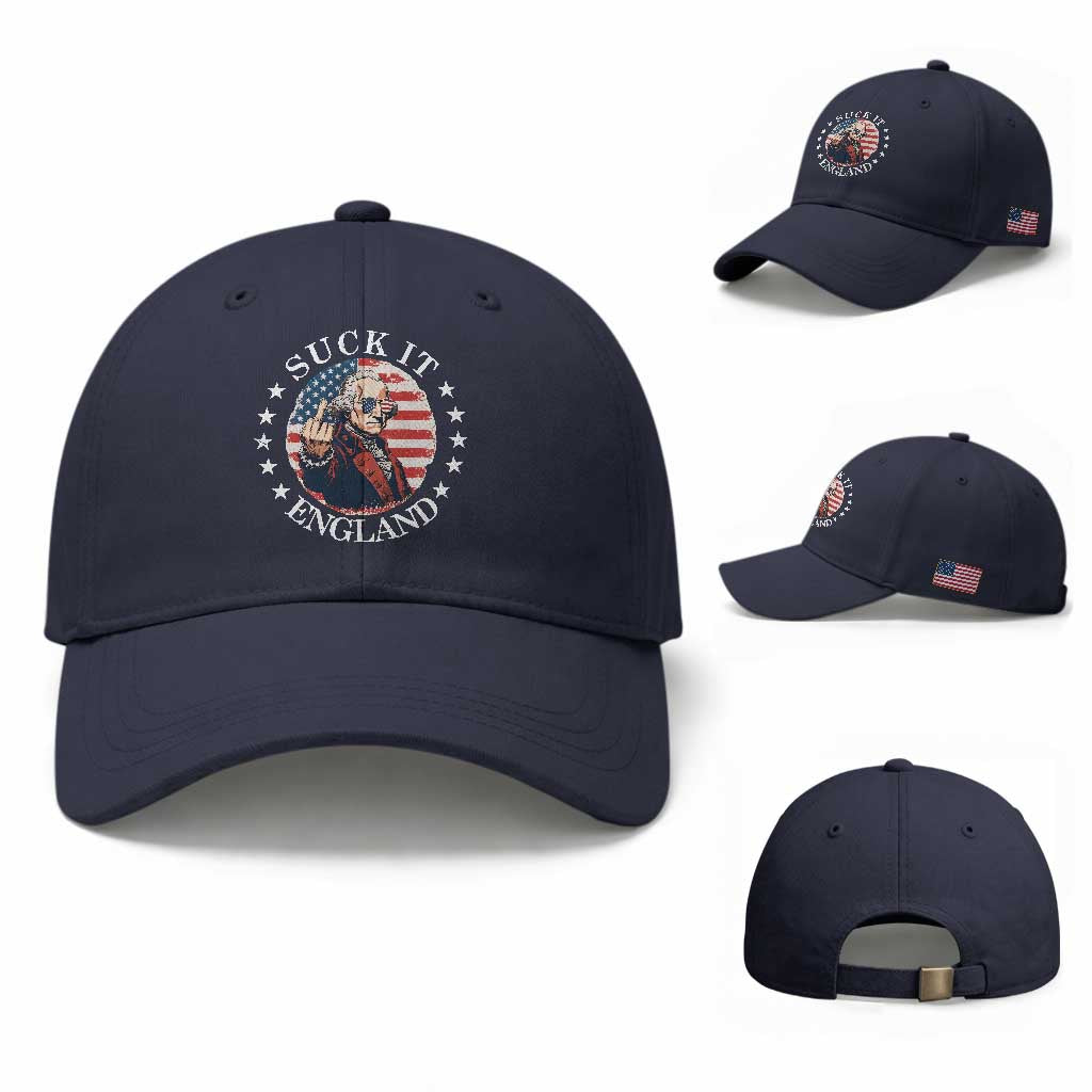 Funny George Washington Revolutionary War Baseball Cap Suck It England TS12 Baseball Cap Universal Fit Navy Print Your Wear