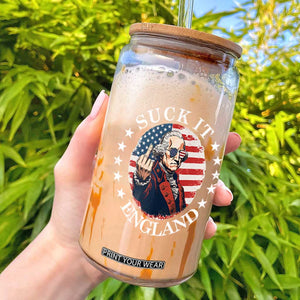 Funny George Washington Revolutionary War Glass Can Suck It England TS12 Black Print Your Wear