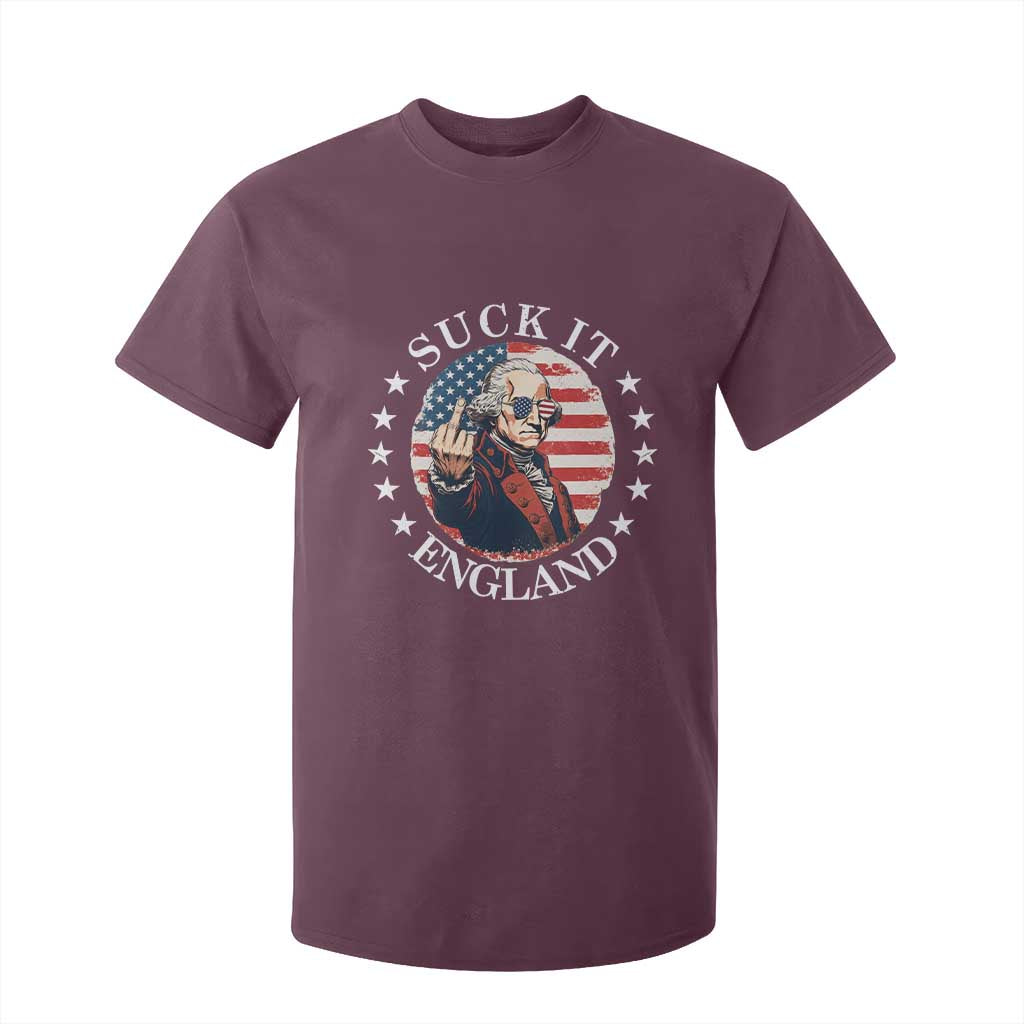 Funny George Washington Revolutionary War T Shirt For Kid Suck It England TS12 Maroon Print Your Wear