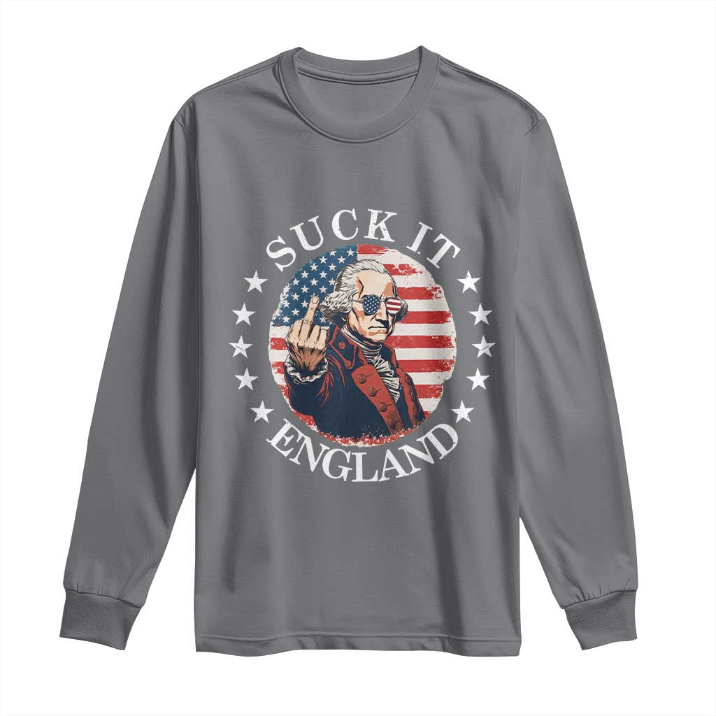 Funny George Washington Revolutionary War Long Sleeve Shirt Suck It England TS12 Charcoal Print Your Wear