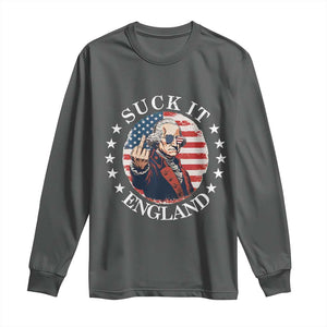 Funny George Washington Revolutionary War Long Sleeve Shirt Suck It England TS12 Dark Heather Print Your Wear