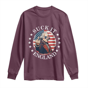 Funny George Washington Revolutionary War Long Sleeve Shirt Suck It England TS12 Maroon Print Your Wear