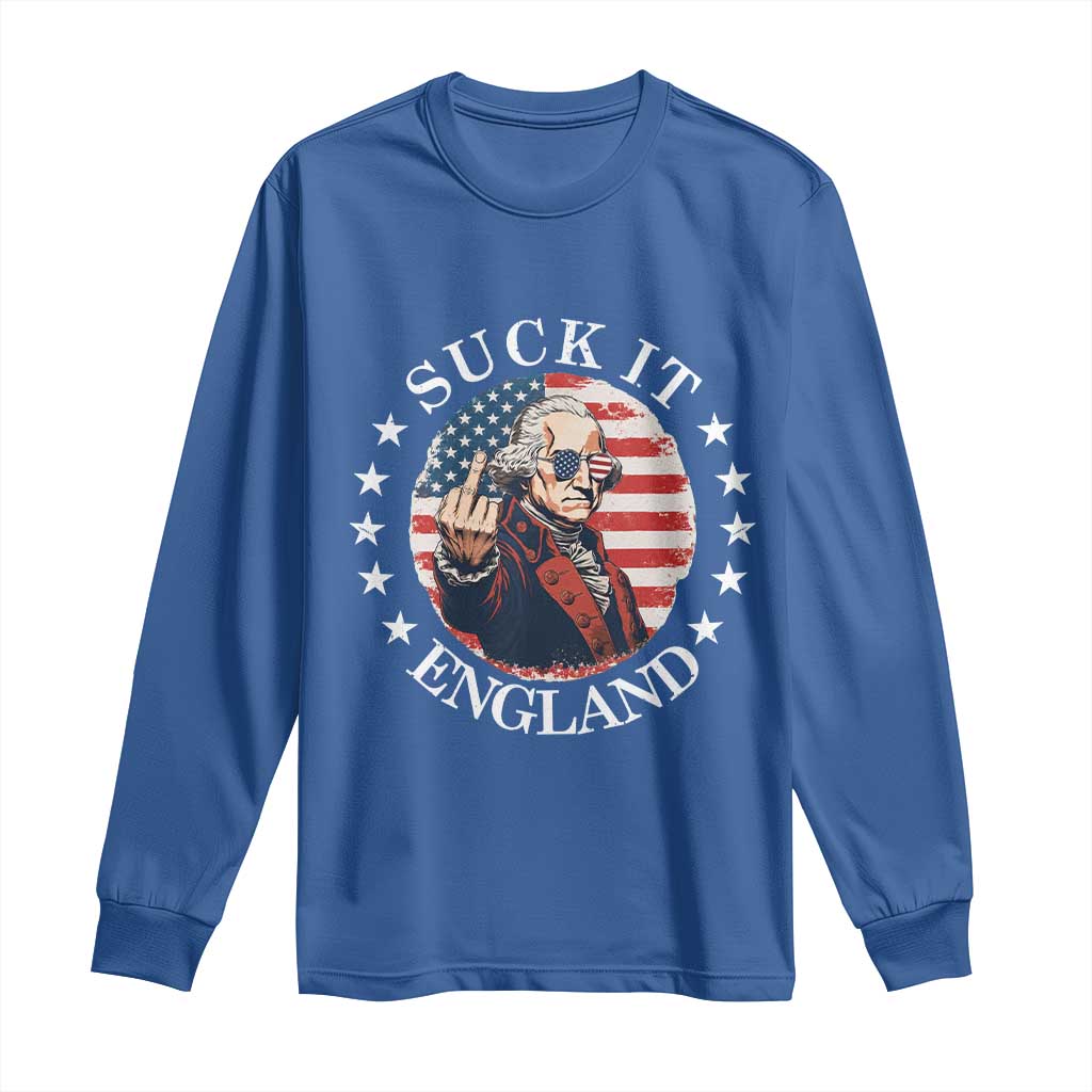 Funny George Washington Revolutionary War Long Sleeve Shirt Suck It England TS12 Royal Blue Print Your Wear