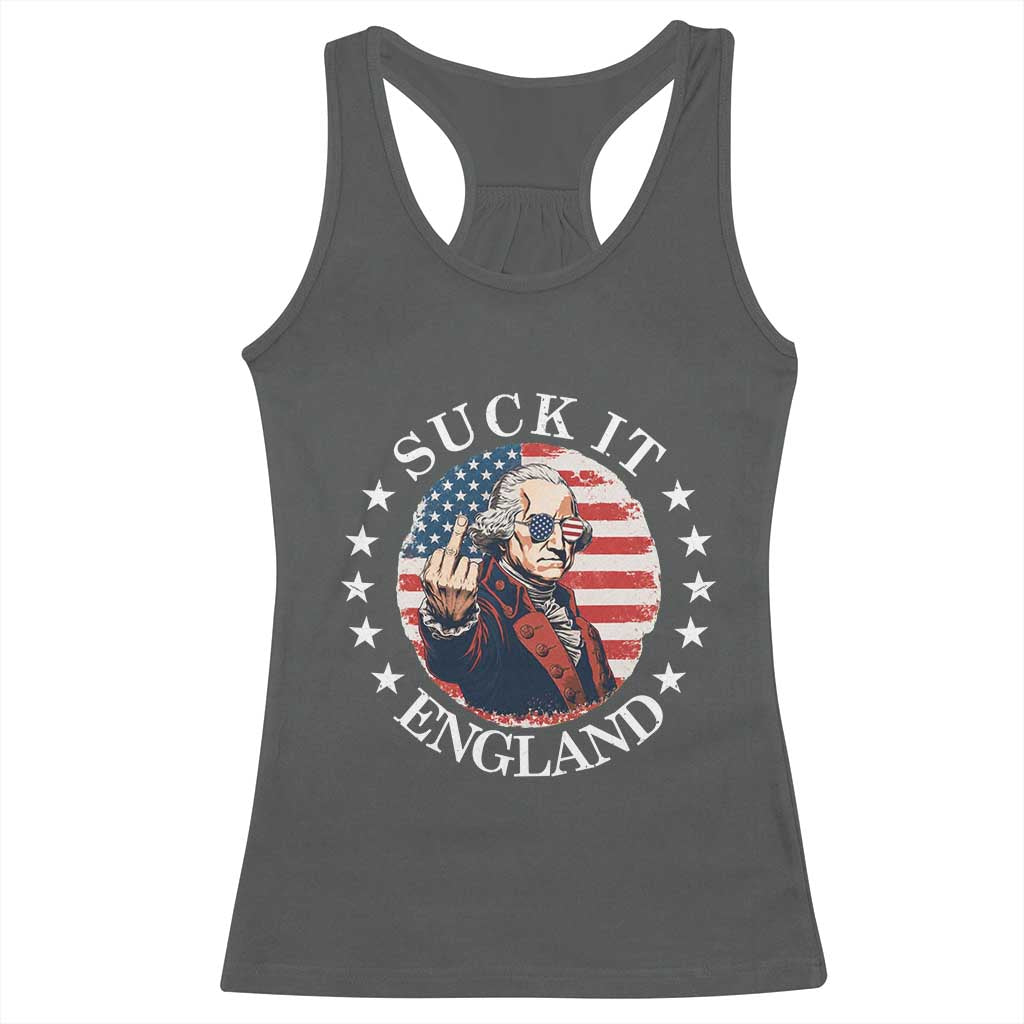 Funny George Washington Revolutionary War Racerback Tank Top Suck It England TS12 Dark Heather Print Your Wear