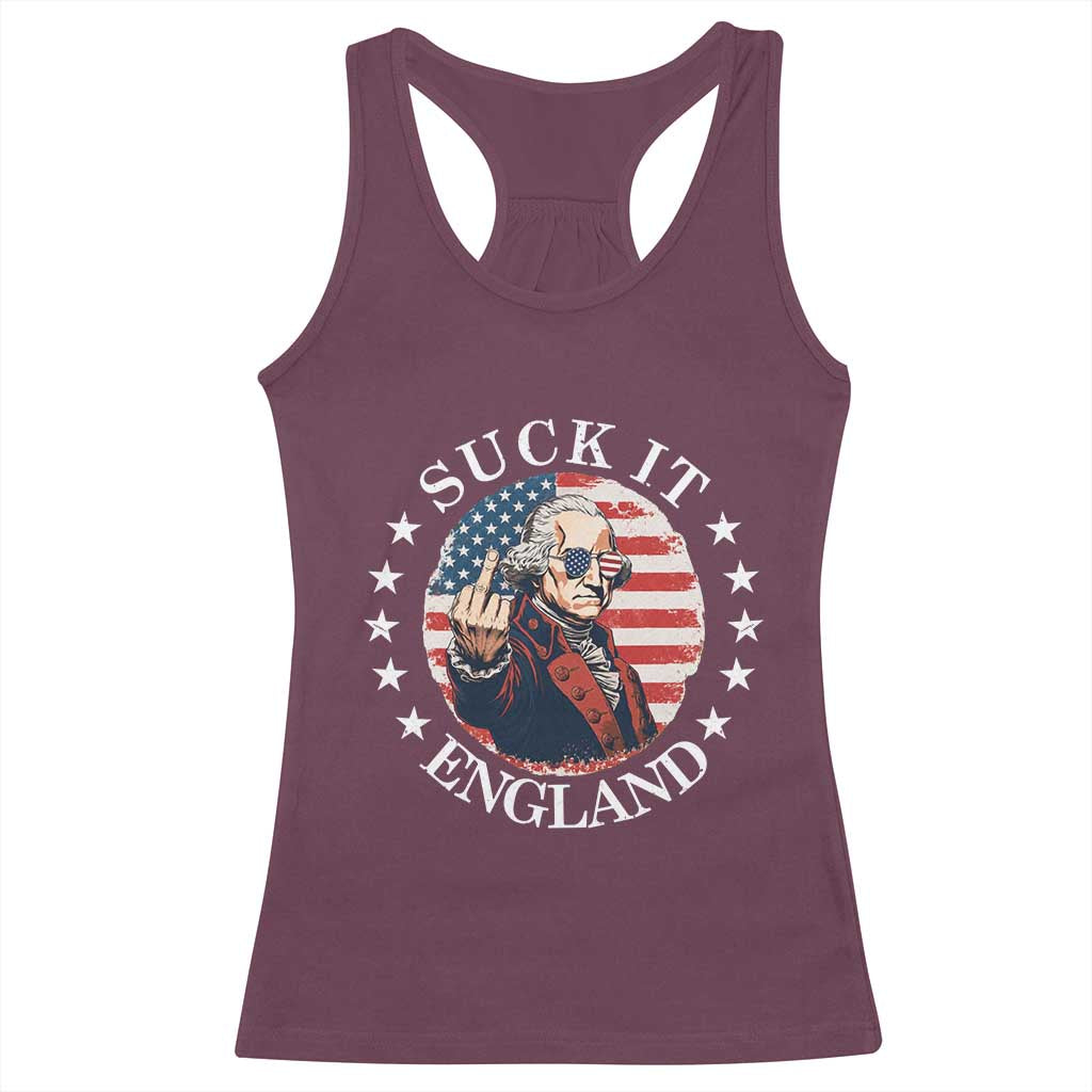 Funny George Washington Revolutionary War Racerback Tank Top Suck It England TS12 Maroon Print Your Wear