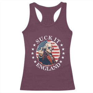 Funny George Washington Revolutionary War Racerback Tank Top Suck It England TS12 Maroon Print Your Wear