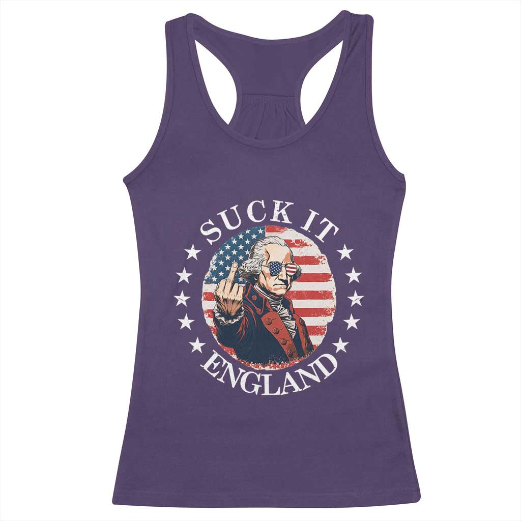 Funny George Washington Revolutionary War Racerback Tank Top Suck It England TS12 Purple Print Your Wear