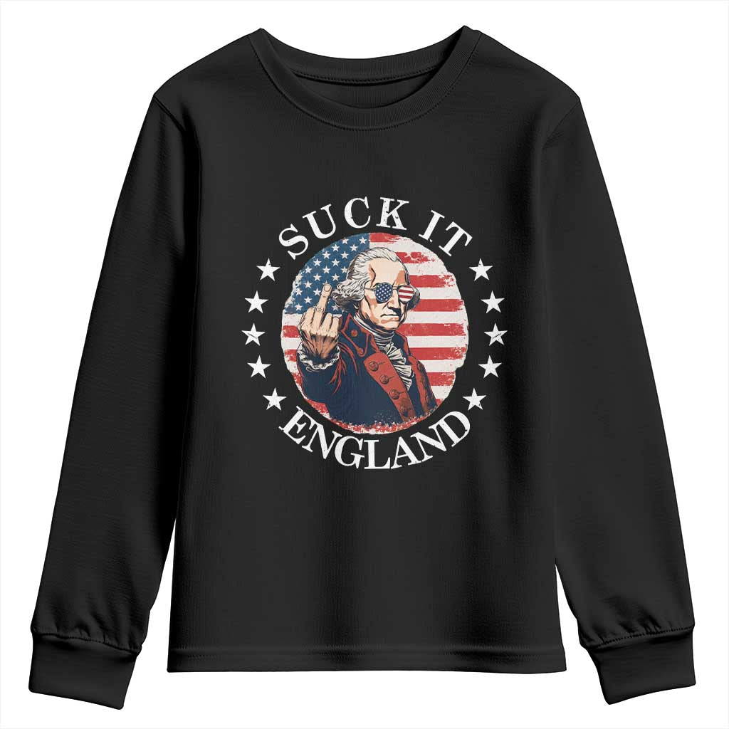 Funny George Washington Revolutionary War Youth Sweatshirt Suck It England TS12 Black Print Your Wear