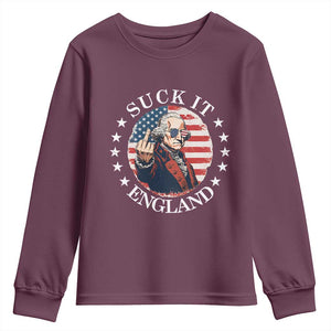 Funny George Washington Revolutionary War Youth Sweatshirt Suck It England TS12 Maroon Print Your Wear