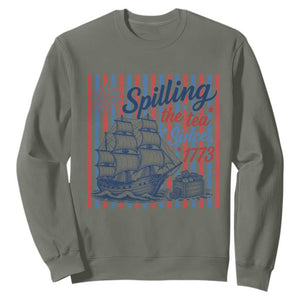 Spilling The Tea Since 1773 Sweatshirt Boston Tea Party USA History Humor TS12 Military Green Print Your Wear