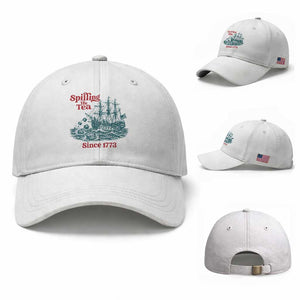 Spilling The Tea Since 1773 Baseball Cap American History Gift TS12 Baseball Cap Universal Fit White Print Your Wear