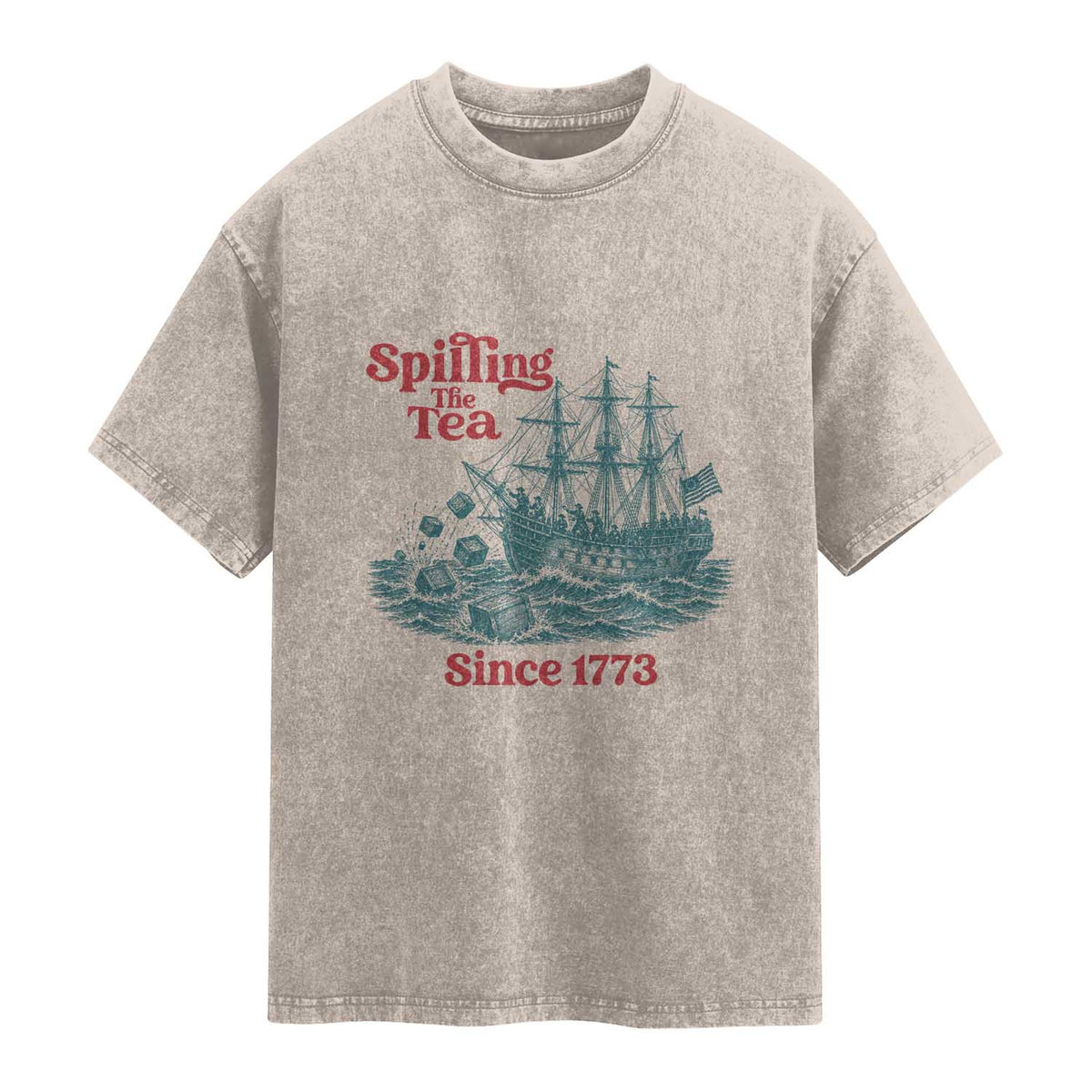 Spilling The Tea Since 1773 Washed Cotton T-Shirt American History Gift