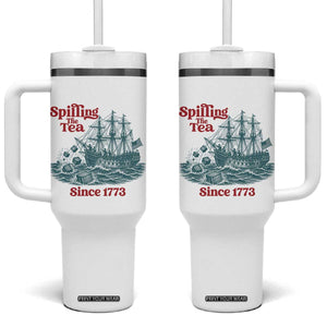 Spilling The Tea Since 1773 Tumbler With Handle American History Gift TS12 One Size: 40 oz White Print Your Wear