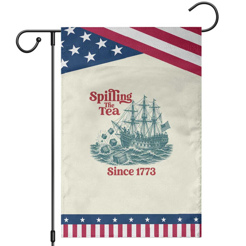 Spilling The Tea Since 1773 Patriotic Garden Flag American History Gift TS12 Modern Beige Blue Print Your Wear