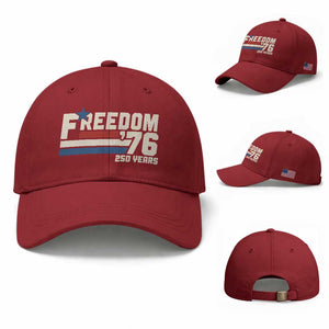 America Retro 250 Years Freedom USA 1776 2026 Baseball Cap TS12 Baseball Cap Universal Fit Cherry Red Print Your Wear