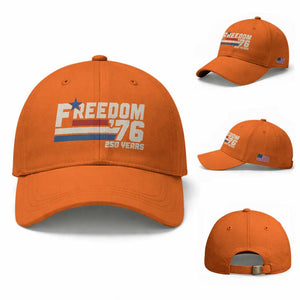 America Retro 250 Years Freedom USA 1776 2026 Baseball Cap TS12 Baseball Cap Universal Fit Orange Print Your Wear